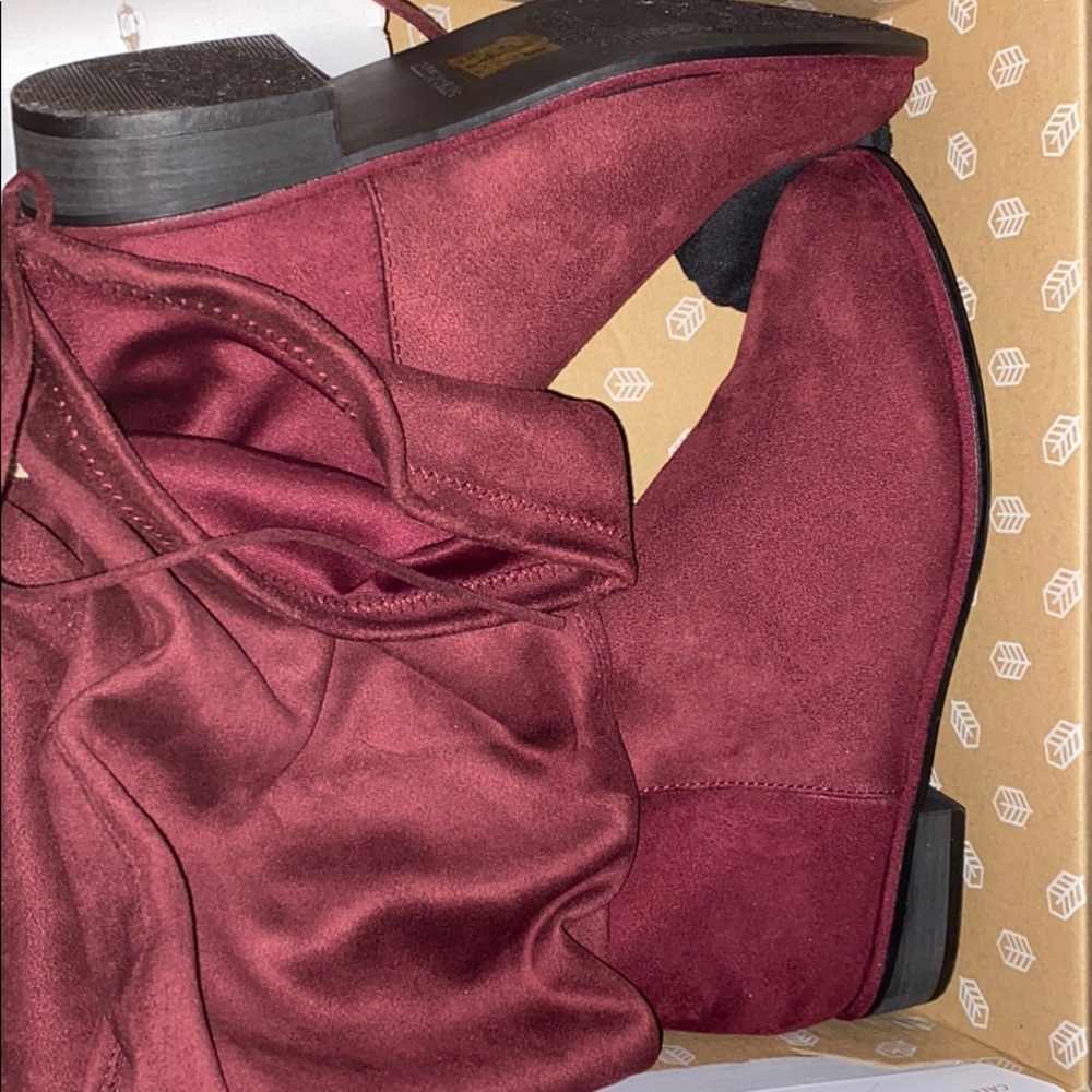 Legivia suede burgundy thigh high boots